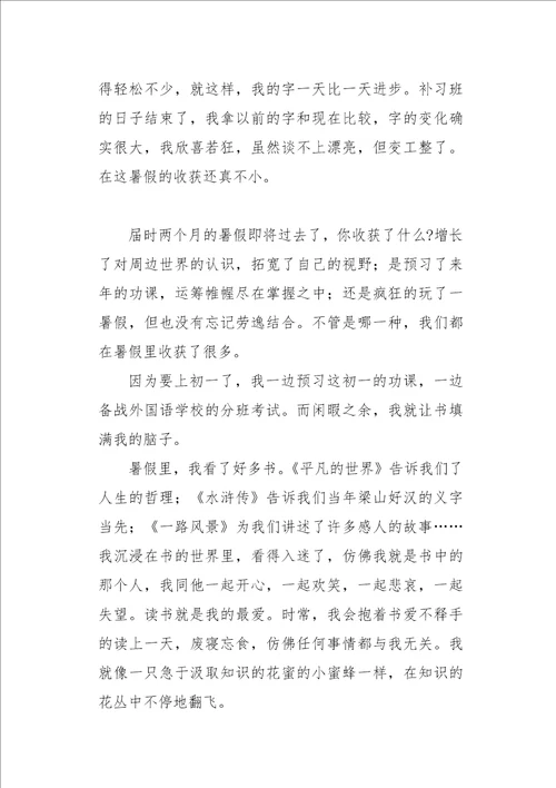 初二作文周记暑假的收获3000字