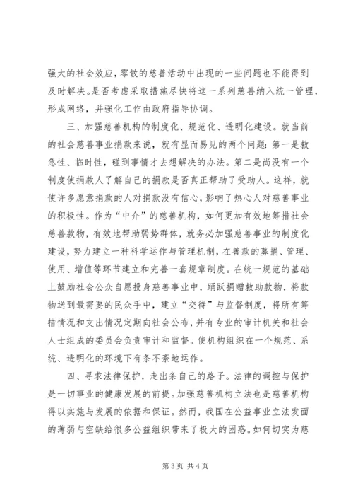 对街道慈善机构发展的体会思考 (4).docx