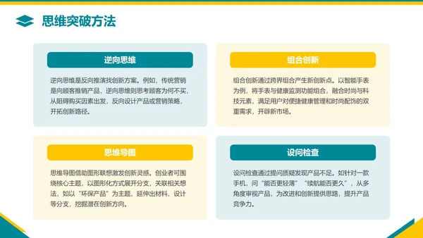 黄蓝几何简约风创业创新PPT模板