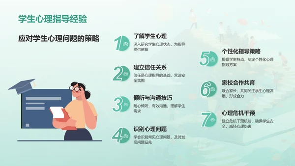 绿色渐变风班主任经验交流——教师总结PPT模板