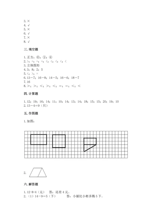 人教版一年级下册数学期中测试卷附参考答案【突破训练】.docx