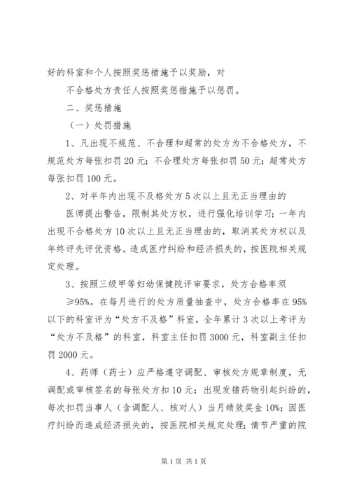 【处方点评奖惩制度】处方点评标准及奖惩细则.docx