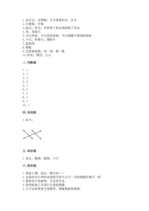 教科版一年级上册科学期末测试卷附答案ab卷.docx