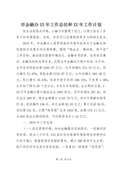 市金融办XX年工作总结和XX年工作计划.docx
