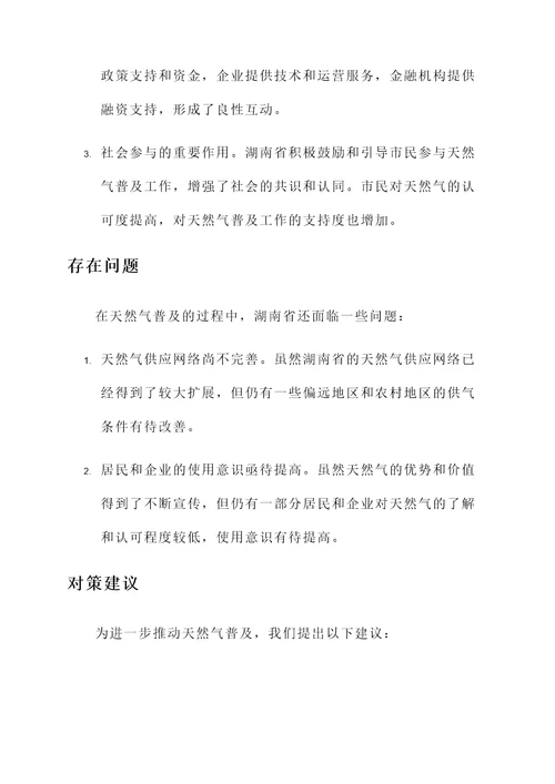 湖南天然气普及情况汇报