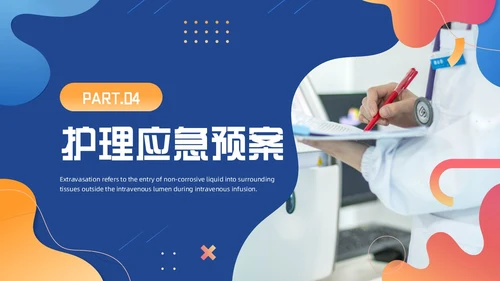 蓝色商务风药液外渗的应急预案及处理PPT模板护理医疗
