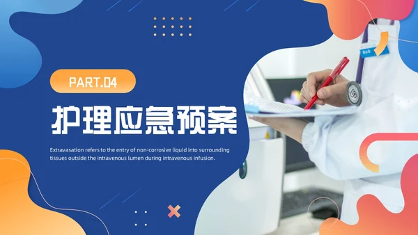 蓝色商务风药液外渗的应急预案及处理PPT模板护理医疗
