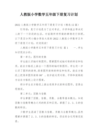 人教版小学数学五年级下册复习计划.docx