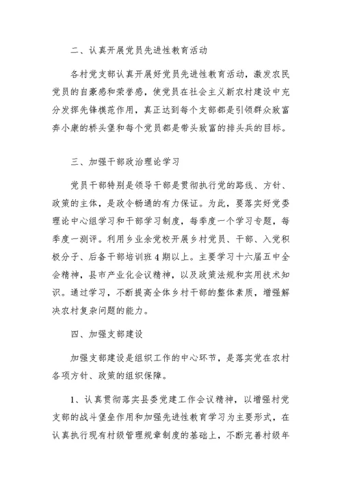 乡党委年组织工作计划