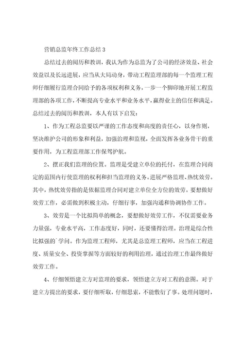 营销总监年终工作总结