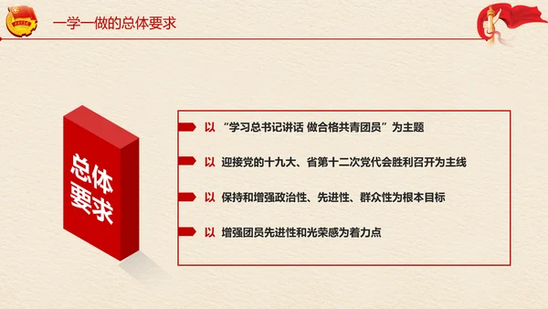 中国共青团一学一做学习解读ppt模板