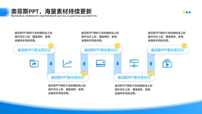 简约风流程关系递进关系5项PPT图文页