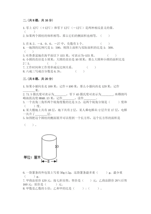 苏教版六年级数学小升初试卷含答案【预热题】.docx