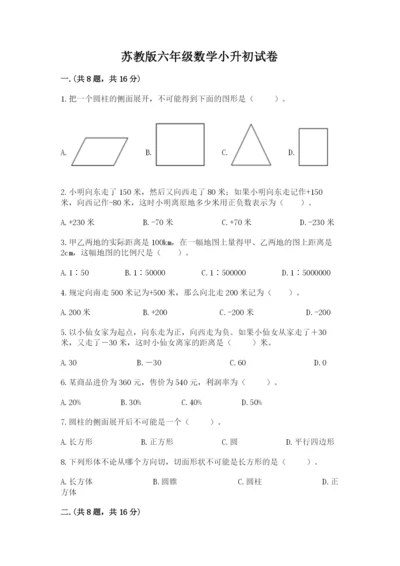 苏教版六年级数学小升初试卷带答案（能力提升）.docx