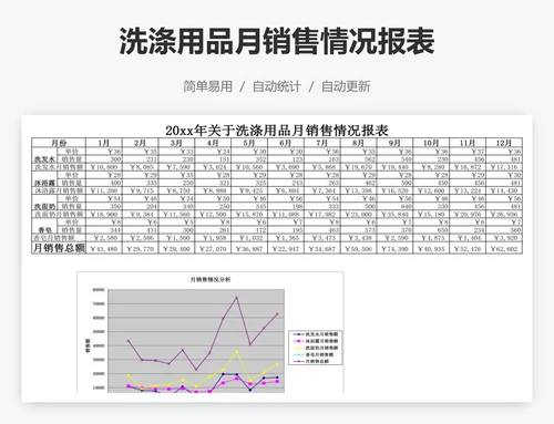 洗涤用品月销售情况报表