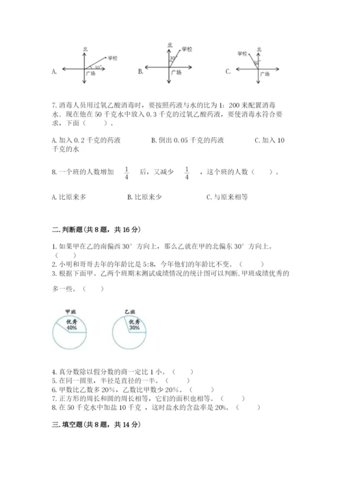 人教版六年级上册数学期末测试卷含答案【轻巧夺冠】.docx