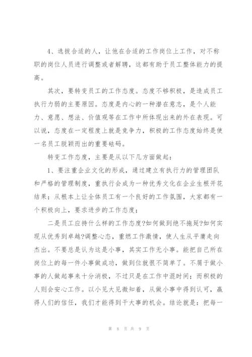 提高执行力个人心得体会范文范例.docx