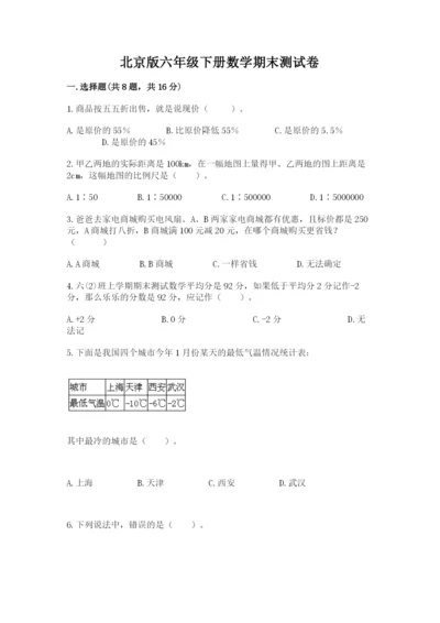 北京版六年级下册数学期末测试卷附参考答案（培优）.docx