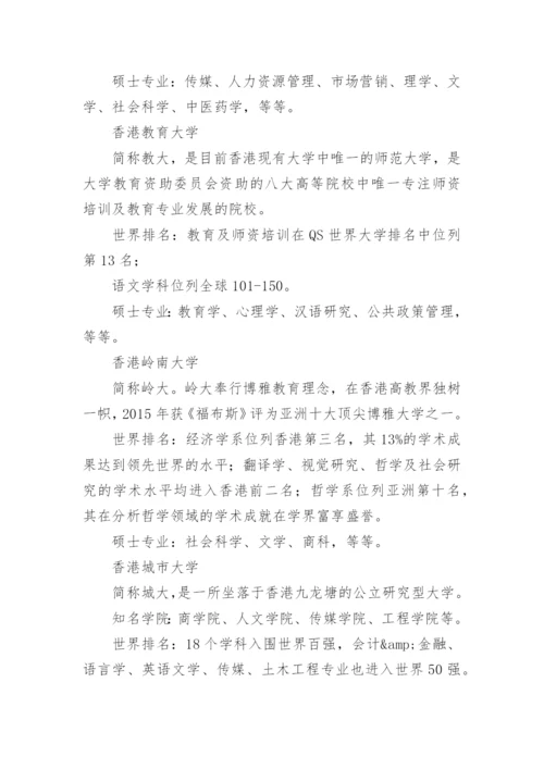 香港八大名校排名及优势专业.docx