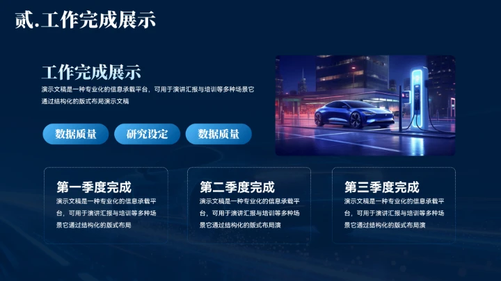 大气蓝色新能源汽车工作汇报模板