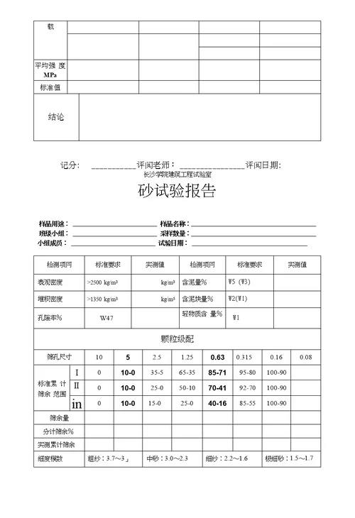 市政工程材料卖验报告