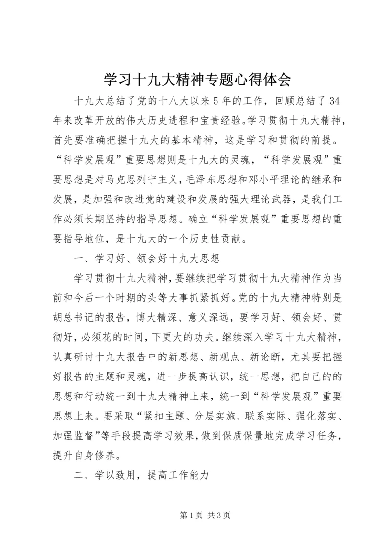 学习十九大精神专题心得体会.docx
