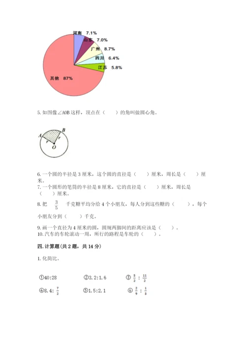 2022六年级上册数学期末考试试卷精品（网校专用）.docx