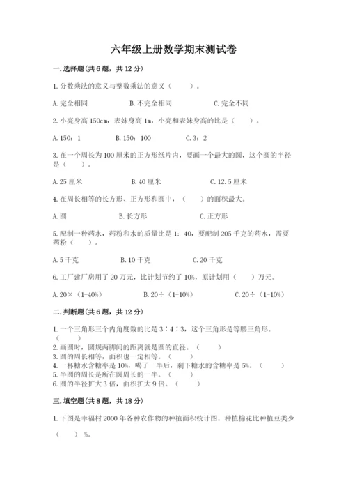 六年级上册数学期末测试卷及完整答案（易错题）.docx