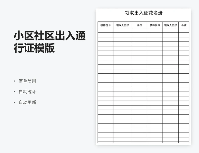 小区社区出入通行证模版