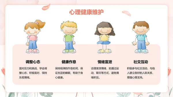 红色手绘风心理健康教育主题班会PPT模板
