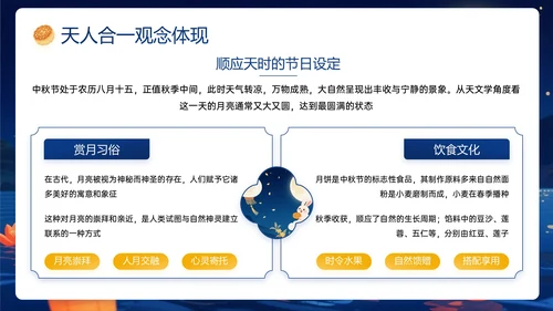 深蓝橙色中国风关于中秋节传统节日介绍PPT模板