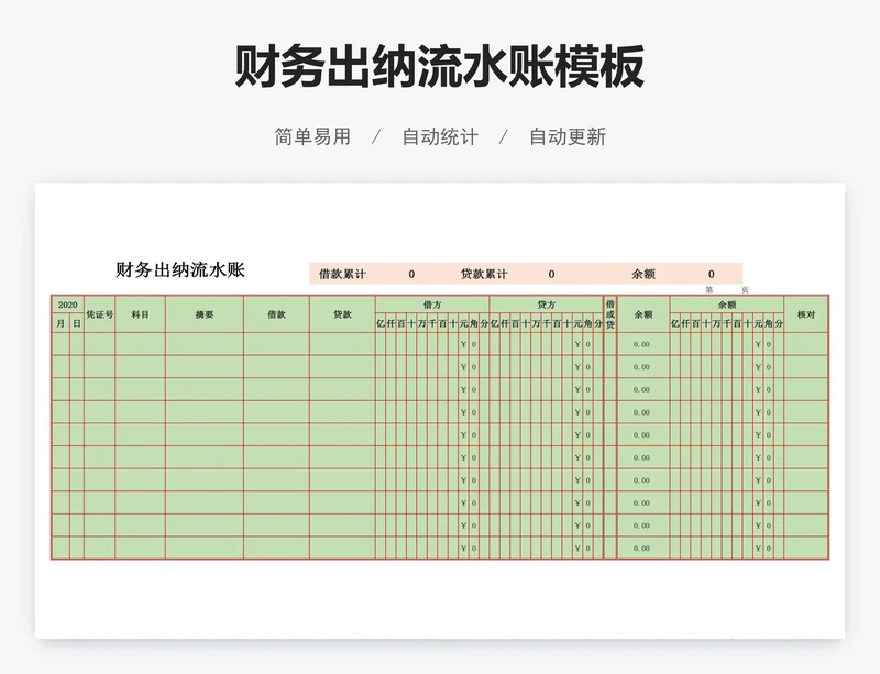 财务出纳流水账模板