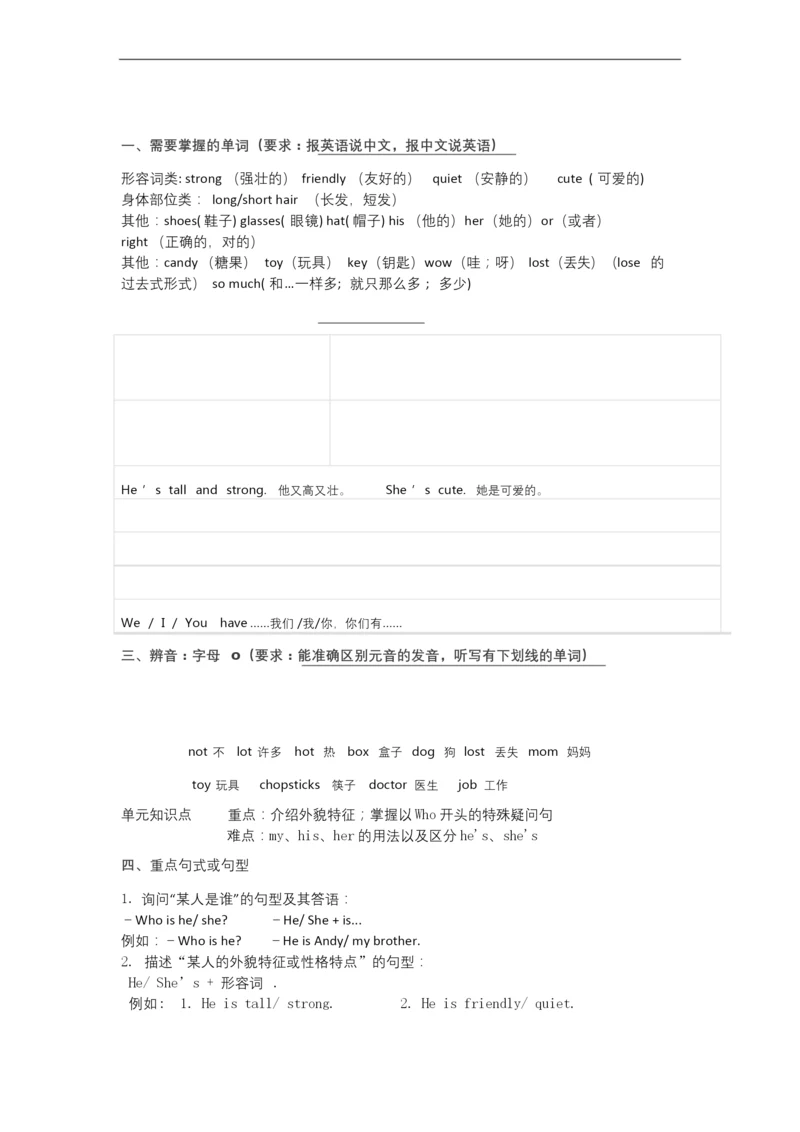 pep人教版四年级英语上册Unit3知识点+练习.docx