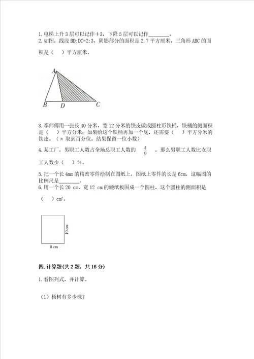 小学六年级下册数学期末测试卷及参考答案a卷