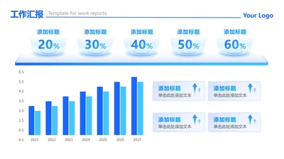 蓝绿色渐变科技风数据图表汇报PPT组件