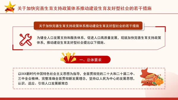 关于加快完善生育支持政策体系推动建设生育友好型社会的若干措施全文学习PPT