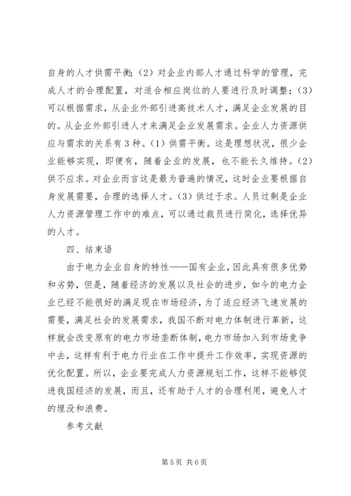 电力企业人力资源规划方案.docx