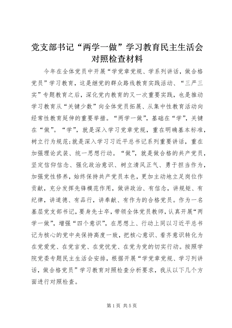 党支部书记“两学一做”学习教育民主生活会对照检查材料.docx