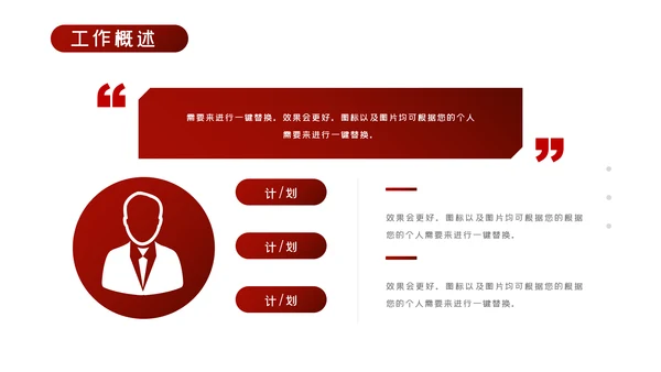 红色商务工作总结工作计划述职报告PPT模板