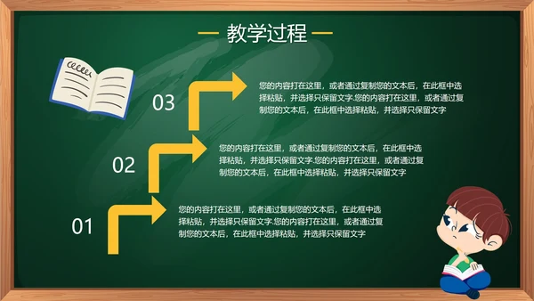 绿色卡通手绘黑板教学数学说课PPT模板