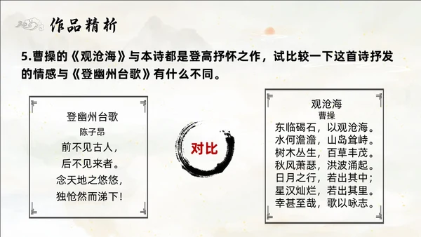 黄色简约水墨登幽州台歌PPT七年级语文下册课件PPT七年级七年级下册语文课件
