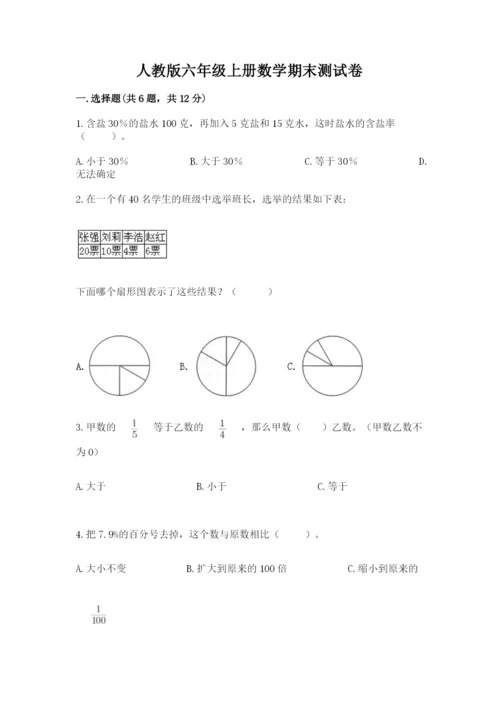 人教版六年级上册数学期末测试卷（必刷）word版.docx