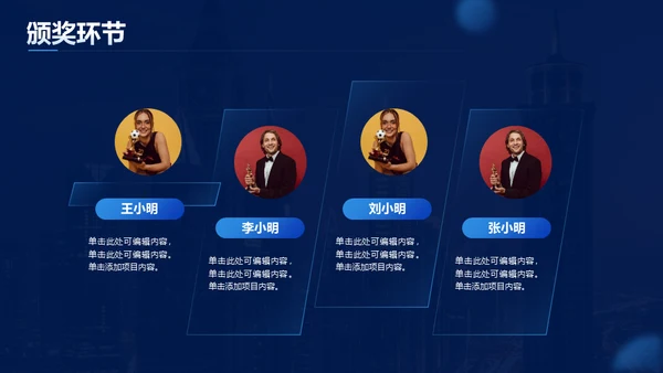 蓝金风格公司年会企业舞台商务大气通用PPT模板