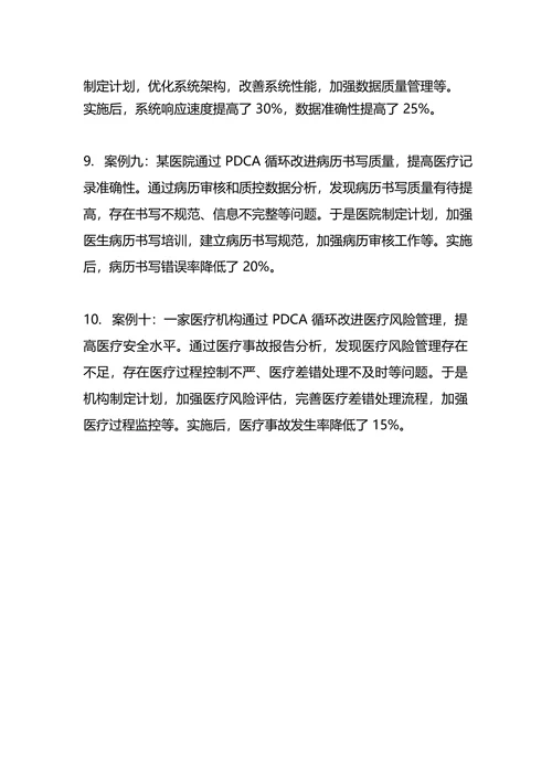 医疗质量持续改进 pdca 案例