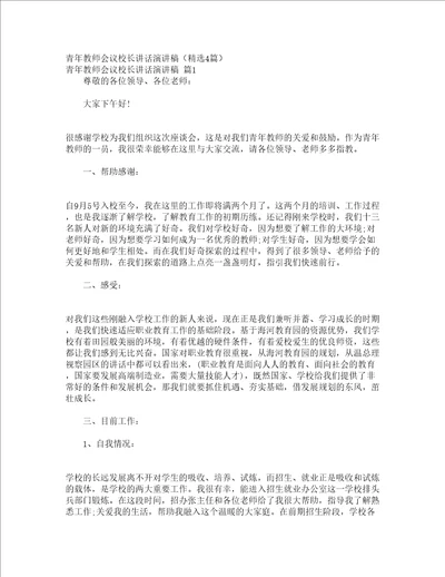 青年教师会议校长讲话演讲稿精选4篇