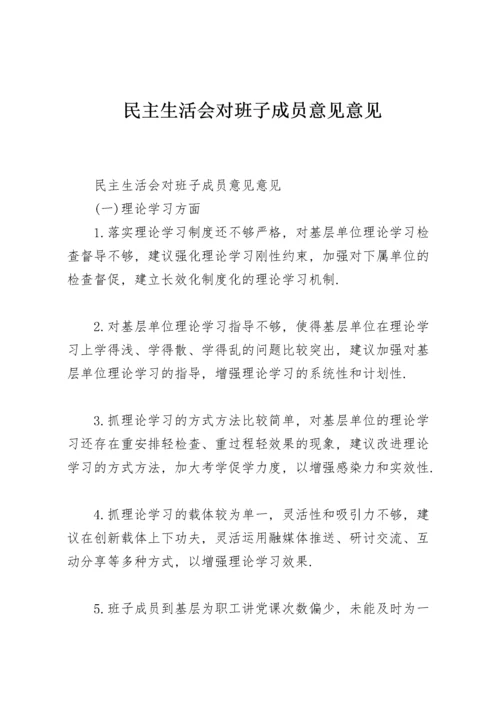 民主生活会对班子成员意见意见.docx
