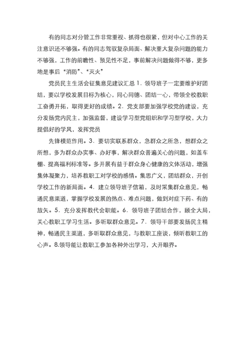 民主生活会对领导班子批评意见清单.docx