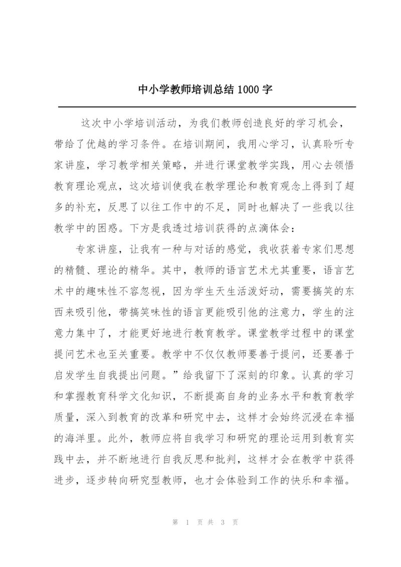 中小学教师培训总结1000字.docx