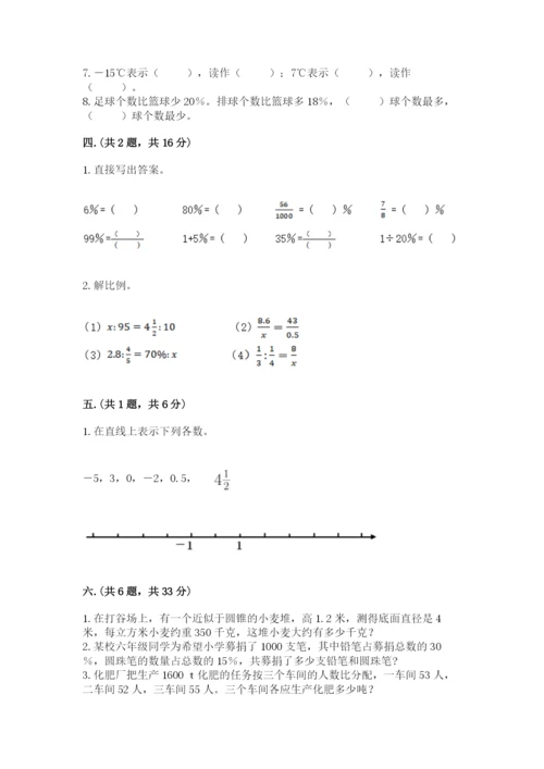 河南省平顶山市六年级下册数学期末测试卷附答案（典型题）.docx