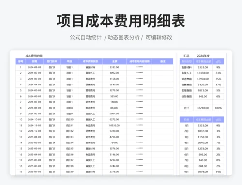 项目成本费用明细表